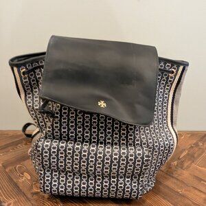 Tory Burch Gemini Links Backpack Purse - Navy and White